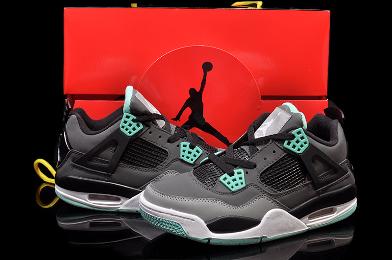 Air Jordan 4 Men Shoes Black/Turquoise 